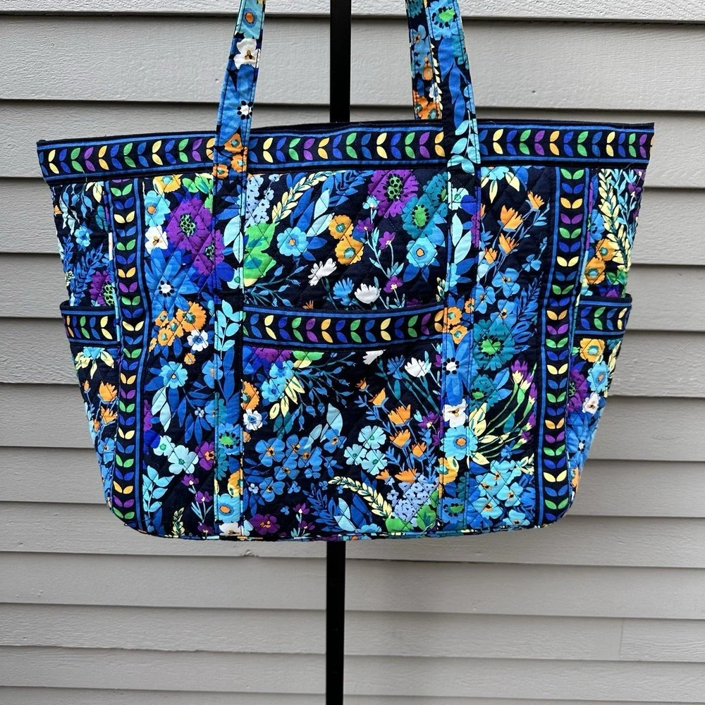Vera Bradley Miller XL Tote Diaper Bag Midnight Blues Floral Travel Shoulder Bag